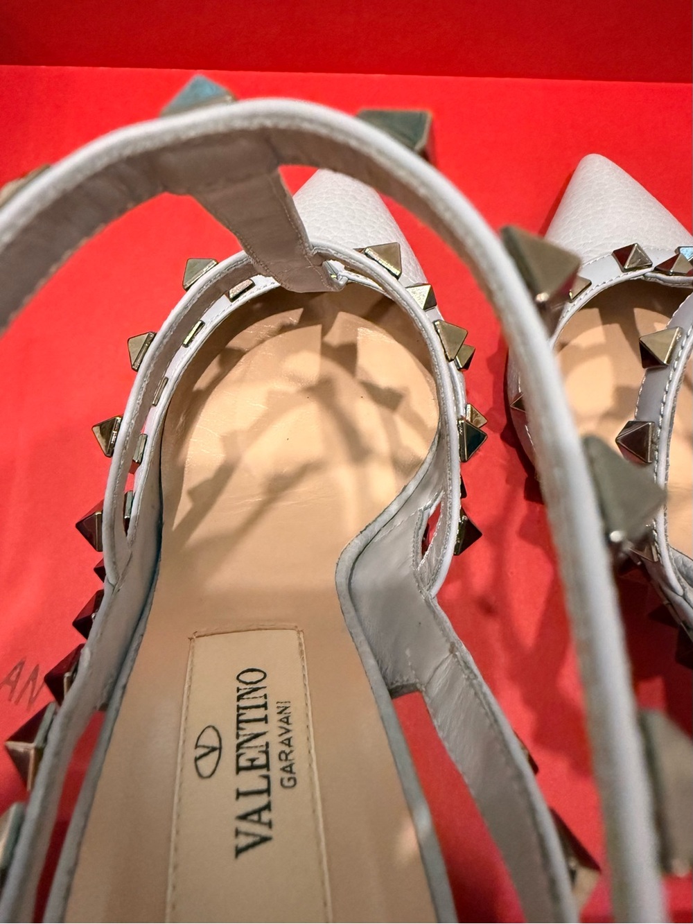 Valentino Garavani Powder Blue Studded Pointed-Toe Strappy Pump - Picture 4 of 5
